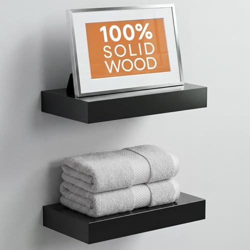 Homeforia 12 Inch Floating Shelves, High-End Solid Pine Wood, Set of 3