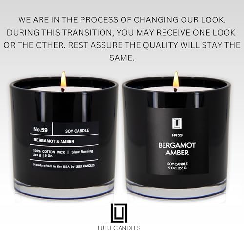 Lulu Candles Bergamot & Amber Luxury Scented Soy Candle, 9 Oz
