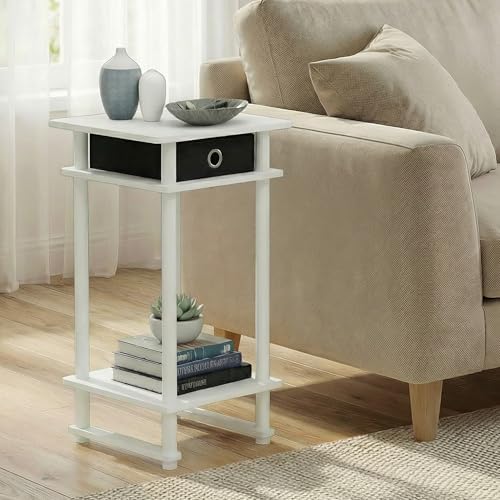 Furinno Turn-N-Tube 3-Tier Toolless Side Table, End Table, White