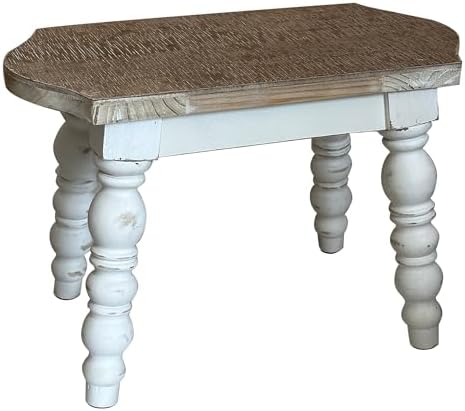 dwellington Wooden Bathroom Farmhouse Step Stool, Wood Foot Stool for Adults Kids, Bedside Step Plant Stand for Kitchen