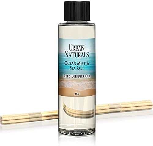 Urban Naturals Ocean Mist & Sea Salt Scented Oil Reed Diffuser Refill | Includes a Free Set of Reed Sticks! 4 oz.