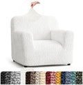 PAULATO Premium Stretch Couch Covers for Sofa - Sofa Chair Cover Washable, Dogs & Pets Friendly - Elastic Polyester Loveseat Slipcovers - Non-Slip Love Seat Couch Covers - Crisp White (21"-39" Wide)