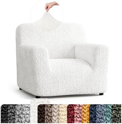 PAULATO Premium Stretch Couch Covers for Sofa - Sofa Chair Cover Washable, Dogs & Pets Friendly - Elastic Polyester Loveseat Slipcovers - Non-Slip Love Seat Couch Covers - Crisp White (21"-39" Wide)