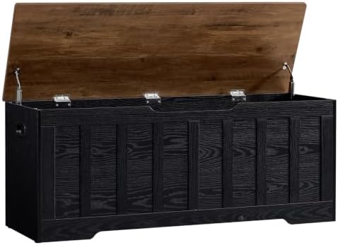 VANKILEY 47.2" Storage Chest Extra Large, Storage Bench.(Black+Brown)