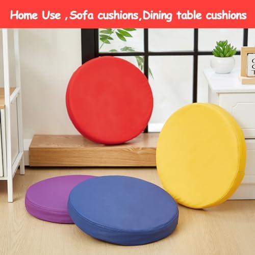 Juexica 4 Pcs Extra Thick Floor Cushion Classroom, Bright Colors, Round