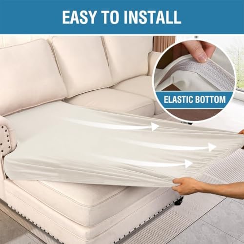 H.VERSAILTEX Velvet Stretch Individual Chaise Cover Sectional Couch Covers for L Shaped Sofa Both Left/Right Furniture Protector Seat Cushion Sofa Cover (1 Piece Chaise Cover, Porcelain White)