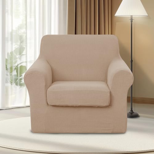 U-NICE HOME 2 Pieces Chair Covers Stretch Chair Slipcover, Camel