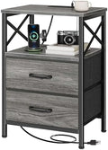 Huuger Night Stand with Charger Station, USB-C Port, End Table