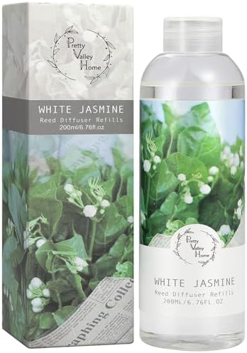 Reed Diffuser Refill, White Jasmine Floral Diffuser Oil 6.76 fl.oz / 200ml, Home Fragrance for Bedroom, Bathroom, Office Decor