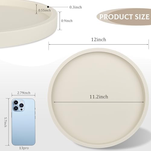 Silicone Bathroom Tray Coffee Table Decor Perfume Organizer, 12" Beige