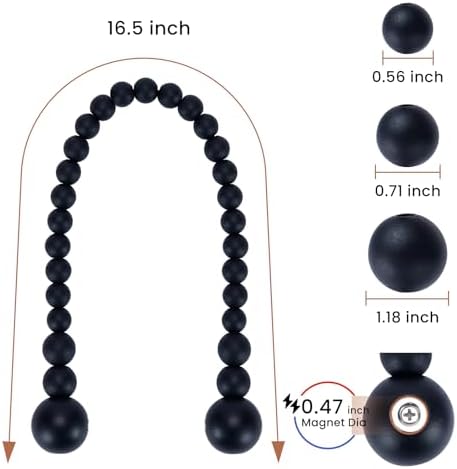 KLOGTSIND Magnetic Curtain Tiebacks, 2 Pack Wood Bead Curtain Holdbacks