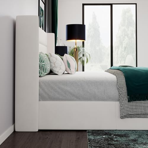 SHA CERLIN King Size Lift Up Hydraulic Storage Bed Frame White