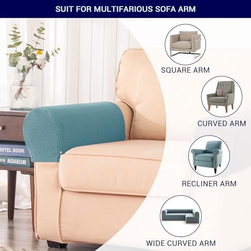 SUBRTEX Stretch Couch Arm Covers Set of 2, Non-Slip Sofa Armrest Slipcovers