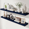fuqing 48 Inch Floating Shelves, 6.7 Inch Deep Blue Wall Shelves Set of 2