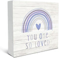 SRADMO You Are So Loved Rainbow Heart Wood Box Sign, Kids Inspirational Quotes Wooden Block Box Sign Decor for Kids Room, Nursery, Playroom Shelf, Table Decorative Accessories