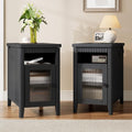 iPormis Narrow End Tables Set of 2 with Charging for Living Room, Black