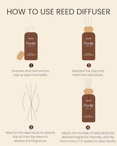 M&SENSE Reed Diffuser Set, Bamboo, 6.3 oz Natural Essential Oil