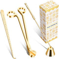 calary Candle Wick Trimmer, Candle Snuffer and Wick Dipper & Candle Accessory Set, 3 in 1 Candle Care Kit for Candle Lover (Gold)