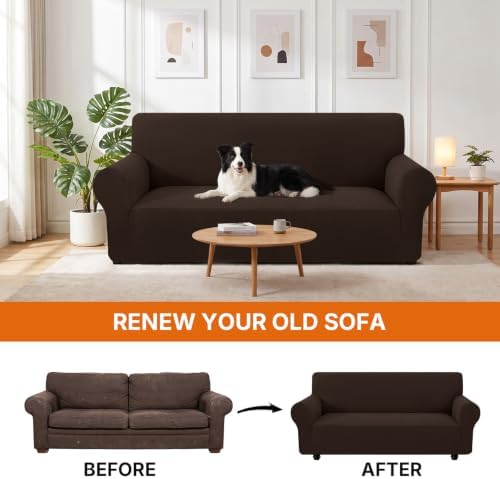 XINEAGE Stretch Armchair Slipcover, Non-Slip Pet Couch Cover,Dark Coffee