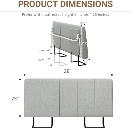 Twin Size Headboard Only-No Assembly Required, Light Gray