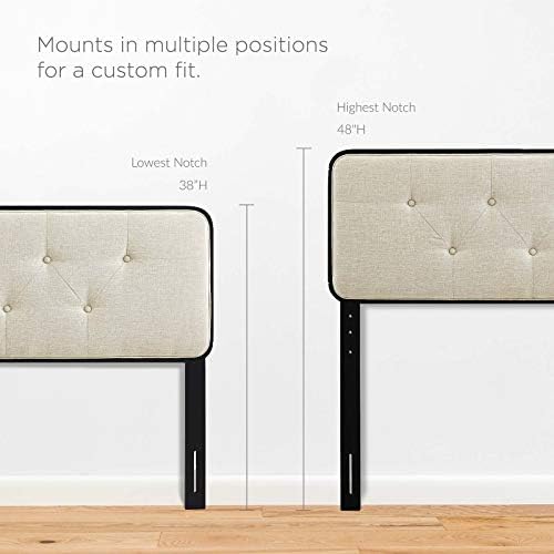 Modway MOD-6234-BLK-BEI Collins Tufted Queen Fabric and Wood Headboard, Black Beige