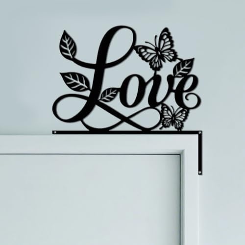 CUTHOLLOW Love and Butterfly Door Topper Sign Metal Wall Art Decor