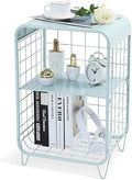 APEXCHASER Cute Nightstand for Kids,3 Tier Metal Side Table,Mint Green