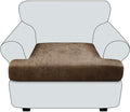 T Cushion Chair Cover Leather-Look 1PC Stretch Chair Seat Slipcover for Living Room Individual Armchair Couch Cover Seat Covers with Elastic Bands, Pet-Friendly, Non-Slip - Light Brown