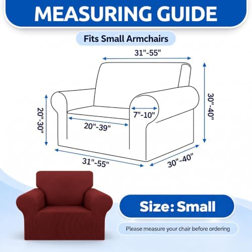 KEKUOU Stretch Chair Sofa Slipcover, Single Couch Cover,Dark Red