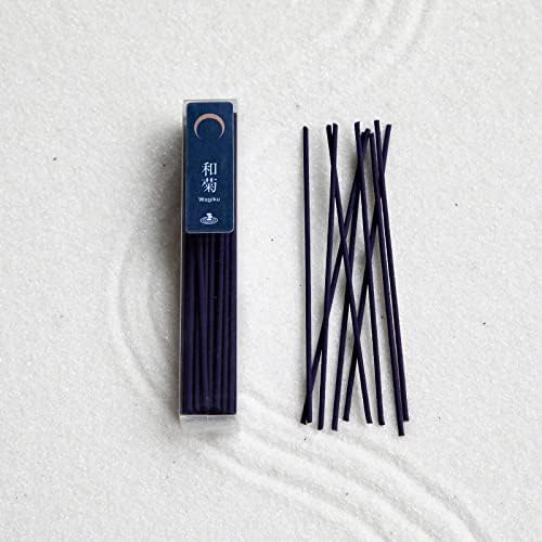 Asayu Japan Zen Incense Set, Zen Garden and Chrysanthemum, Low Smoke, 40g