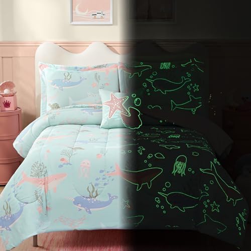 Full Size Comforter Sets for Girls/Boys-4 Pieces Glow in the Dark Bedding