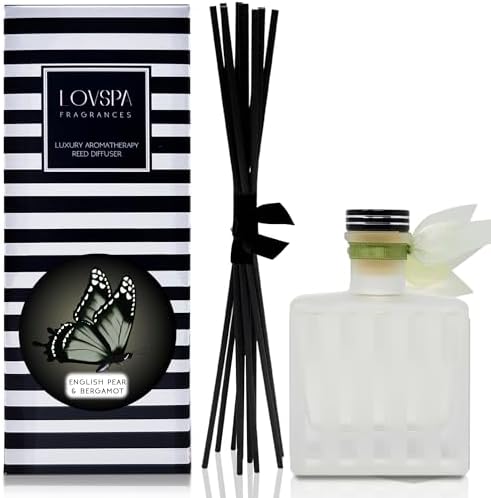 Reed Diffuser Set, Unwind Eucalyptus & Mint Scented Oil Diffuser with Sticks, Home Fragrance Accessories for Bathroom Shelf Decor, Aroma Diffusers for Home or Office Desk, USA Made