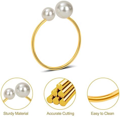 KPOSIYA Pearl Napkin Rings Set of 100 Gold Napkin Holder for Table Decor