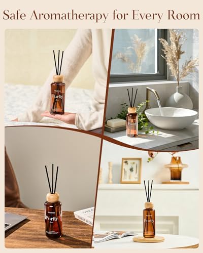 M&SENSE Reed Diffuser Set, Oud Wood, 6.3 oz Natural Essential Oil