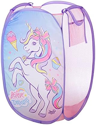 Idea Nuova JoJo Siwa Bow Unicorn Believe in Your Dreams Pop Up Hamper with Durable Carry Handles, 21'' H x 13.5'' W X 13.5'' L