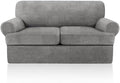 Sofa Covers 3 Piece T Cushion Sofa Slipcovers, Stretch Couch Cover with 2 Individual T Cushion Covers, Machine Washable Furniture Protector for Living Room(Light Gray, 2 Cushions)