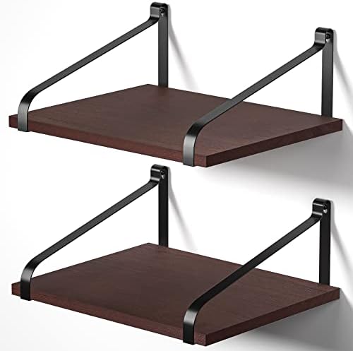 Love-KANKEI Deep Wide Floating Shelves,Solid Wood,16.5"x12",Dark Walnut