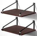 Love-KANKEI Deep Wide Floating Shelves,Solid Wood,16.5"x12",Dark Walnut