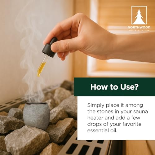 Northwood Sauna - Sauna Aromatherapy Stone Cup - Essential Oil Diffuser - Natural Rock with Stainless Steel Bowl (XL Size)