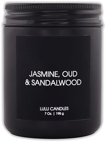 Lulu Candles | 4 Pack Scented Candles Gift Set | Gift Set for Home, Men, and Women | Jasmine, Oud & Sandalwood, Blood Orange & Grapefruit, Tobacco, Spice & Vanilla, and Palo Santo (4PCS - 7 Oz/Each)