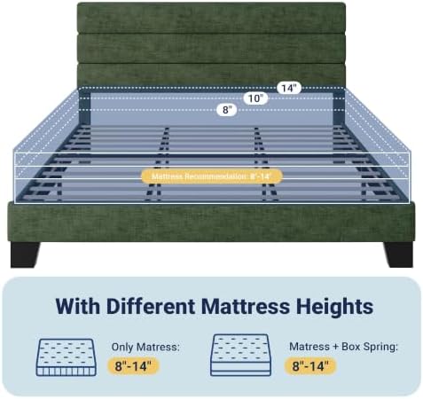 Allewie Cal King Size Platform Bed Frame with Fabric Upholstered Headboard