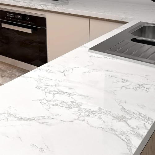 Marble Contact Paper White Peel and Stick Wallpaper for Kitchen Countertop