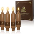 NJAO HOO Brown Short Taper Candle 5 Inch Fall Candlesticks Unscented Dripless Tapered Candle Set for Home Fall Decorations Wedding Party Dinner Candles, 4 Pack