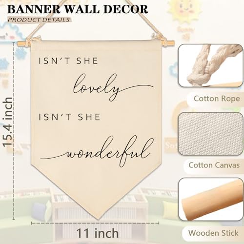 Isn't She Lovely-Flag Decor Gift for Girls Baby Newborn -Banner Pennant Wall Sign Gift for Nursery Baby Room Playroom Bedroom