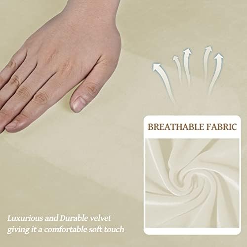 WEERRW 4 Pieces Couch Cover for Sofa Velvet Sofa Covers Washable, Ivory
