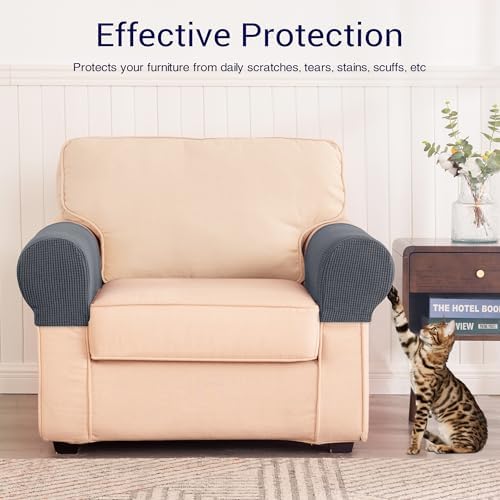 SUBRTEX Stretch Couch Arm Covers Set of 2, Non-Slip Sofa Armrest Slipcovers