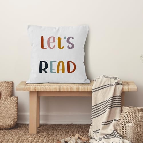 Classroom Reading Nook Throw Pillow Covers, Reading Corner Classroom Book Nook Decorative Pillow Covers for Nursery Library Playroom, Boho Classroom Decor, Book Lovers Decor Pillow Covers 18x18