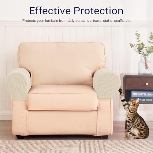 SUBRTEX Stretch Couch Arm Covers Set of 2, Non-Slip Sofa Armrest Slipcovers
