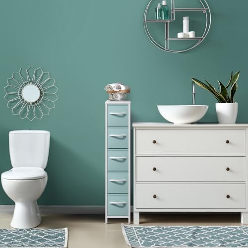 Sorbus 5-Drawer Narrow Dresser for Bedroom (Aqua)