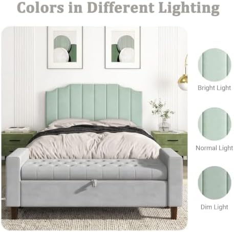 Befurtori Queen Size Headboard Only, Linen Wall Mount Headboard Sage Green
